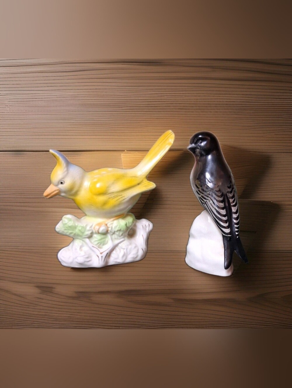 Pair Of Vintage Made In Japan/Occupied Japan Bird Figurines Yellow,  Black
